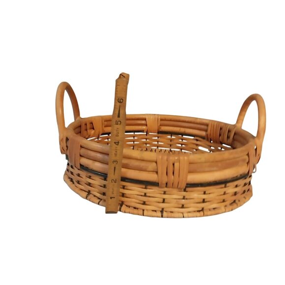Basket Wicker Rattan Bamboo Woven Tray Basket With Handles - Picture 8 of 8